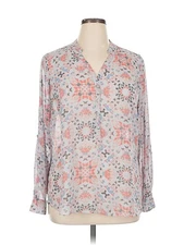 A.n.a. A New Approach Women Gray Long Sleeve Blouse 1X Plus