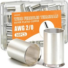 30PCS AWG 2/0 Wire Ferrules Terminals Kits Silver Plated C Size: 30PCS-AWG 2/0