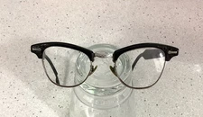 1950s Shuron 4 1/2 - 5 3/4   20MM 12k GF Aluminum Black Rim Browline Eyeglasses