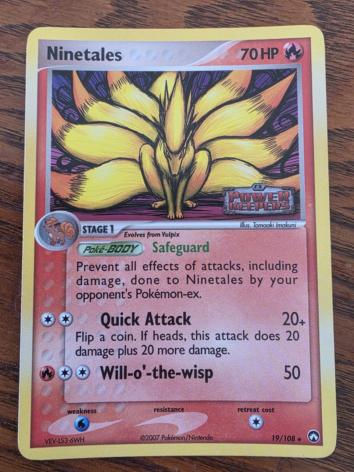 Ninetales Reverse Holo Rare STAMP - 2007 Pokemon EX Power Keepers 19/108 - LP