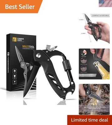 Compact Pocket Knife Carabiner with Screwdriver and Bottle Opener - Gift for Him