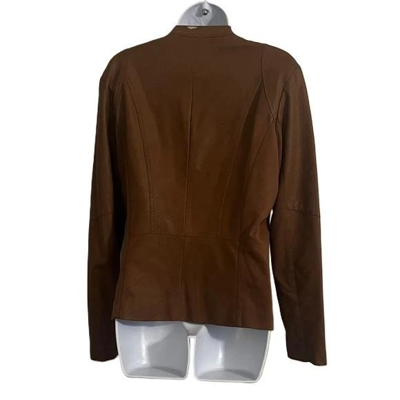Kut from the Kloth Faux Leather Brown Jacket Size Medium Style# KJ24002 - Image 2 of 4