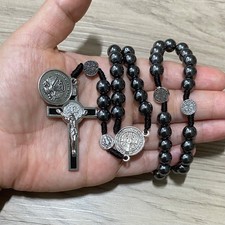 Army Cord Rosary US Army & St Michael Medal St Benedict Medal Centerpiece