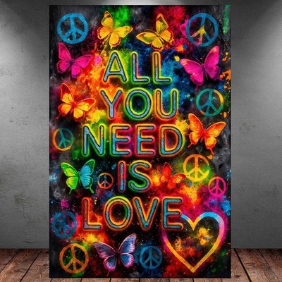 LEINWAND BILDER XXL ABSTRAKT LIEBE LOVE BUNT GRAFFITI HERZEN WAND POSTER P1831
