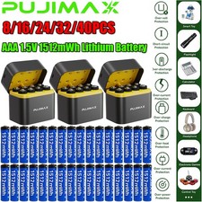 8/16/24/32PCS AAA 1.5V 1512mWh Lithium Battery Rechargeable W/ Fast Charging Box