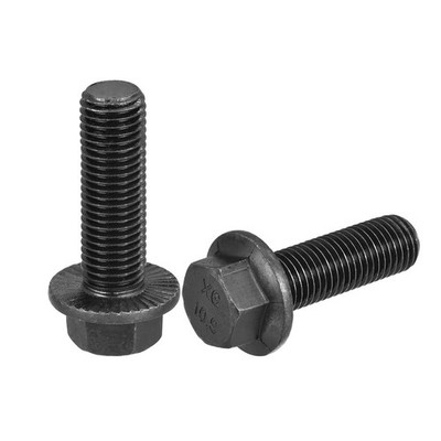 M16-2x50mm Hex Serrated Flange Bolts 10.9 Grade Carbon Steel Screws 2pcs