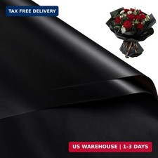 20 Sheets Flower Wrapping Paper - 22.4 x 22.4 inch Pure Black Water-Resistant Fl
