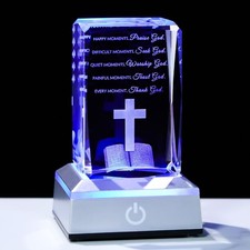 Movdyka 3D Crystal Christian Gifts for Women Men Bible Verse(Happy moment)