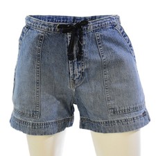 90s Vintage Bkle Denim Shorts Womens 2 Mid Rise Tie Waist Utility Y2K Grunge