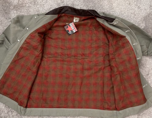 Vtg 90s Marlboro Chore Jacket Sz Large Rancher Flannel Lined Leather Collar NEW - Picture 5 of 14
