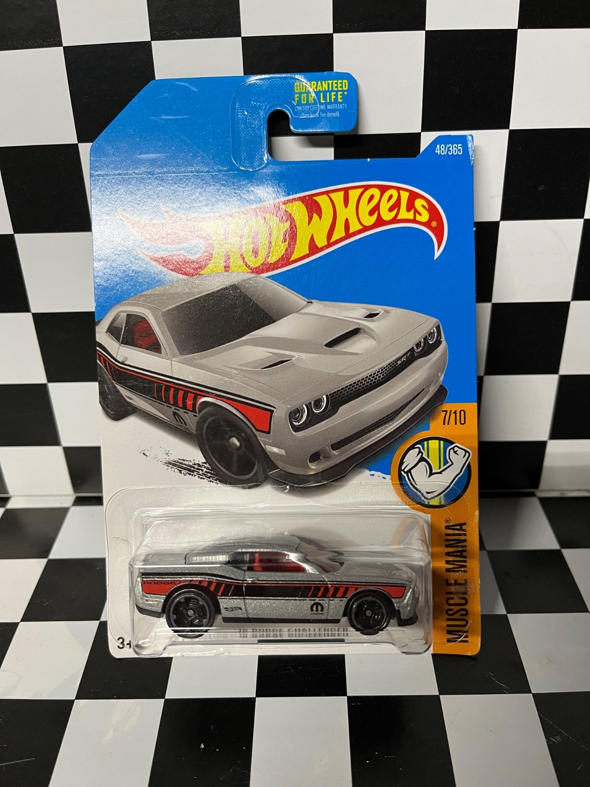 2017 HOT WHEELS '15 DODGE CHALLENGER, SILVER, #7/10 MUSCLE MANIA, #48/365, MOPAR