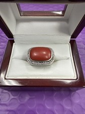    NH Sterling Silver Simulated Coral Stone Ring Size 7 3 