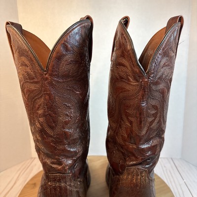 Dan Post Winston Embroidered Lizard Brown Leather Cowboy  display picture 2