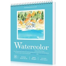 Watercolor Paper Pad, Watercolor Sketchbook 9" x12  140lb/300gsm, Spiral Boun...