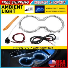 1-10x Cup Holder Led Ambient Light Accessories For Toyota Camry 18-23 Ice Blue