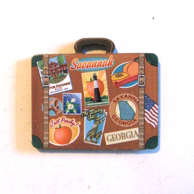 Savannah Georgia Souvenir Magnet Suitcase with Stickers