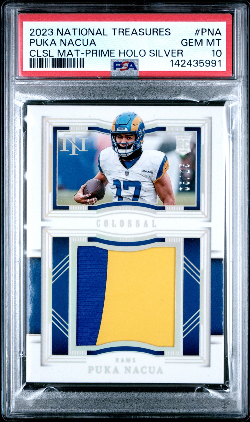 Puka Nacua Panini National Treasures Colossal Materials #PNA Prime Holo Silver