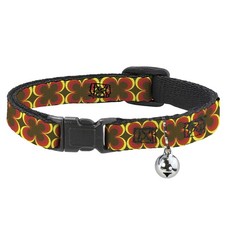 Cat Collar Breakaway with Bell Four Dot Gradient Brown/Yellow/Red NARROW Fits 8.
