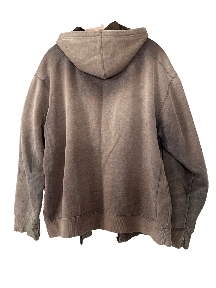 VTG Y2K 90s Starter Brown Zip Up Hoodie Distressed Faded Rips Tears Grunge Large - Image 2 of 4