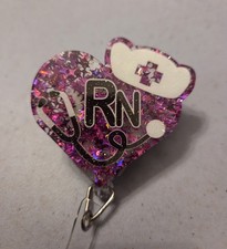 RN Badge Card Glitter Registered Nurse Badge Holder Accessory