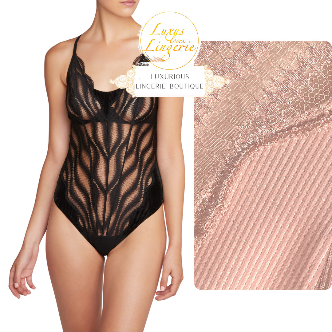 Esmeralda String Body by Wolford 38 C Cup Rosepowder Rose Lace Semi Transparent