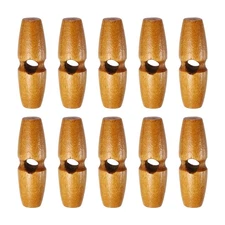 10pcs Wooden Toggle Buttons 35mm Single Hole Olive Sewing Button, Medium Brown