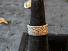 Vintage 925 Sterling Silver Script Band Ring Size 7 Lotus Engraved