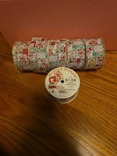 Vintage Strawberry Shortcake SSC White Patchwork Christmas Ribbon 6 Rolls 8 Ft