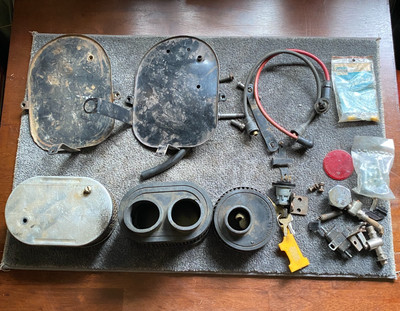 Original BSA A10 Parts Lot - Wires, Petcock, Air Filter Intake, Covers, Ignition