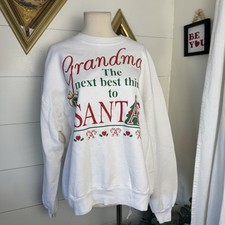 Vintage 90s Christmas Sweatshirt Grandma Santa Funny Holiday Granny Large