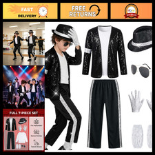 Kids 80s 90s Pop Star Costume Set - 7-Piece Halloween Dance Outfit for Parties