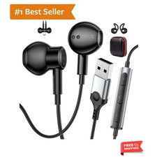 USB Earbuds Wired with Microphone for PC,USB-A Headset for Computer  Wired U...
