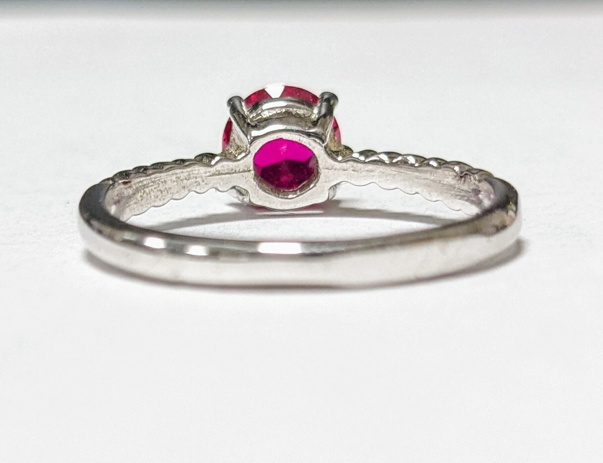 Pink Ruby Solitaire Sterling Silver Rope Band Rin… - image 4
