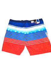 Zeroxposur Men's Summer Beach Patriotic Red White Blue Swim Trunks Size XXL