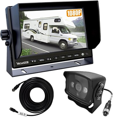 Veclesus VMS 1080P HD Vehicle Backup Camera System 7'' Wide IPS Monitor