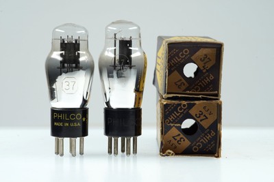 2 Vintage Philco 37 / VT-37 / EY637 / 437 Triode Tube Radio/TV Valve - BangyBang