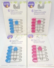 12pk BabiesRUs Vintage Baby Cloth Diaper Safety Pins Rustproof, Pink or Blue