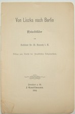 Folleto Alemania Judía Judaica 1914 Liszka a Berlín Rabino Horovitz Frankfurt