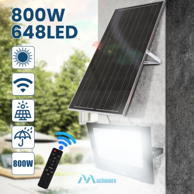 800W LED Solar Flood Light IP67 Dusk to Dawn 30AH Battery 35W Solar Panel+Remote