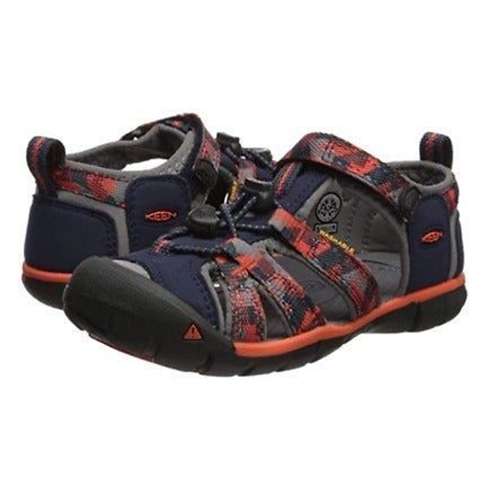 NEW KEEN Little Kid Seacamp II CNX Vestito Blu Arancione Piccante Scarpa Acqua Punta Chiusa