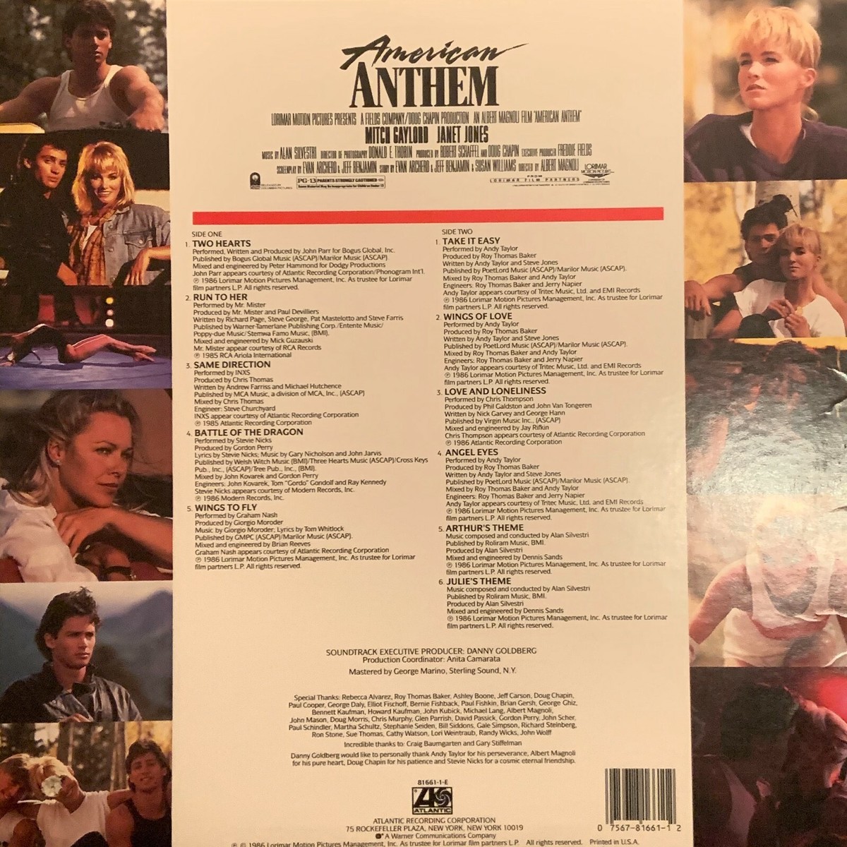 American Anthem Original Soundtrack (1986) Vinyl LP VG+ (Stevie