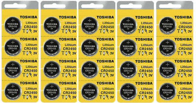 20 x New Toshiba CR2450 2450 3 Volt Lithium Coin Battery Fresh Stock Expire 2031