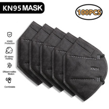 100 Black Color KN95 Protective 5 Layer Face Mask Disposable Respirator BFE 95 