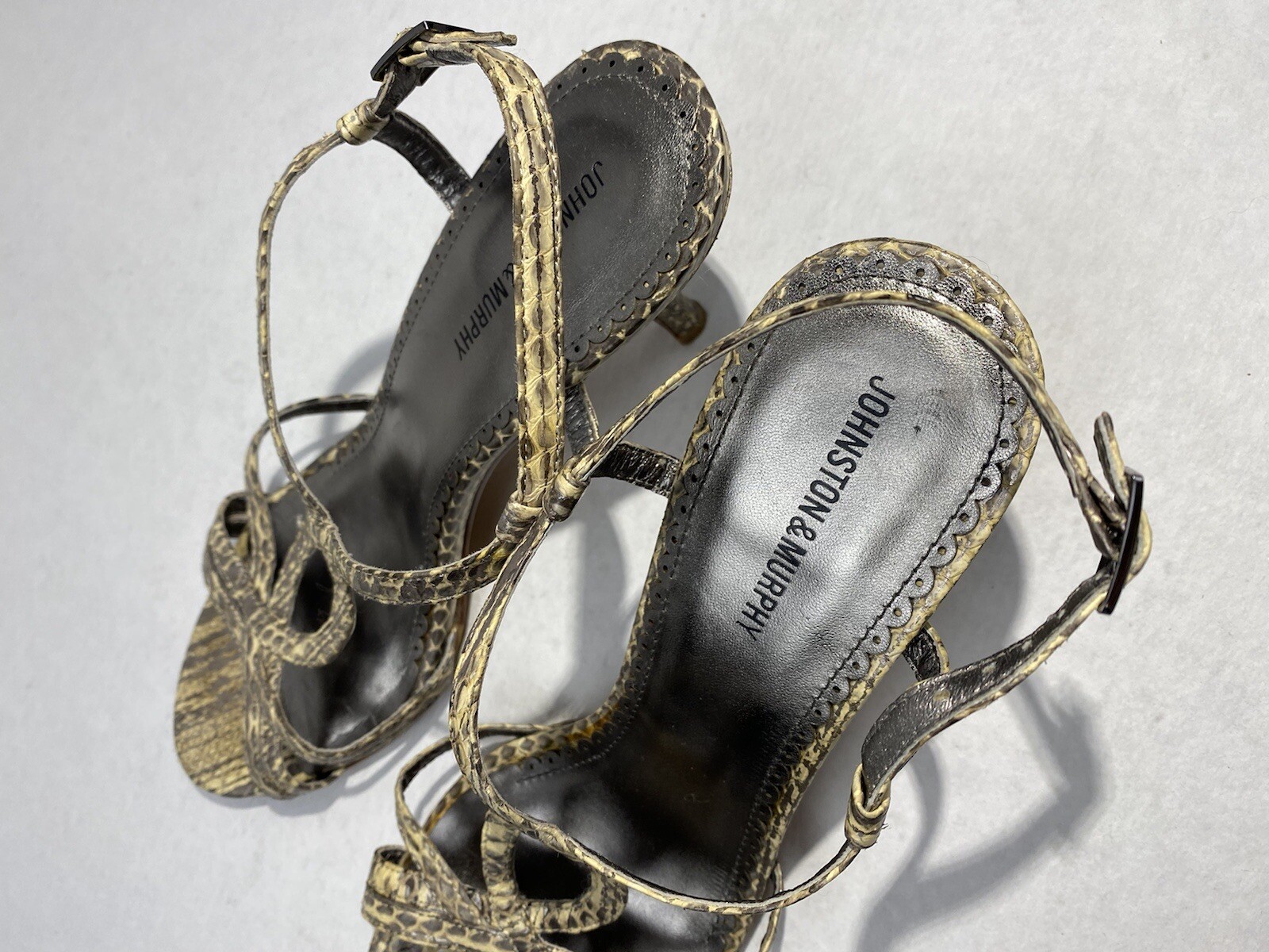 Johnston Murphy Python Kitten Strappy Heels  8.5 M - image 6