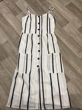 nasty gal Black Beige Ivory Striped Sleeveless  Sundress Size 8