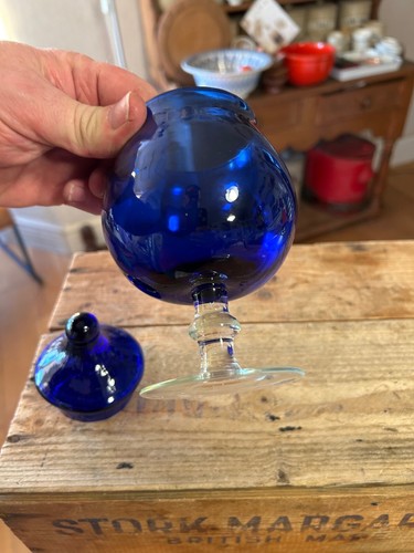 Tarro italiano Empoli Bon Bon Bon vintage con tapa de vidrio azul - ¡Genial! - Imagen 5 de 6