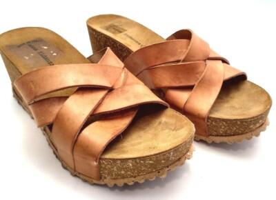 Anna Fidanza Womens Size 8 Brown Sandals Slip-On Slides Flipflops Open Toe Shoes