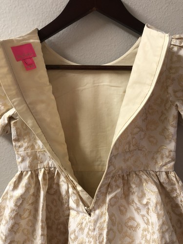 Lilly Pulitzer Girl's Mini Moiraine Party Dress Gold Leopard Size 7 EUC - Picture 8 of 12
