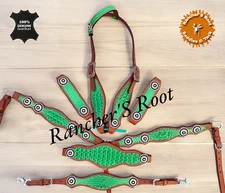 Western Horse Leather Tack Set |  Green Gator Tack Set
