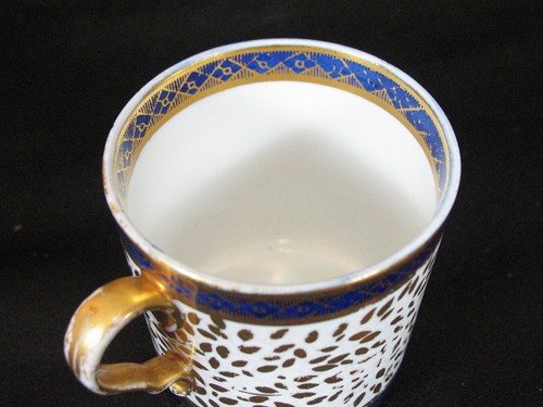 Spode Pattern 909 Antique Porcelain Coffee Can/Cup Saucer Rare Cobalt Blue Gold - Picture 6 of 10